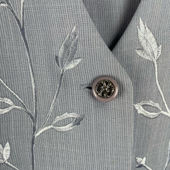 80s Vintage Floral Embroidered Blouse Top Jacket Lilac Purple Short Sleeve Sz 8 - Picture 5 of 5